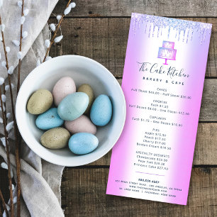 Cake Bakery Purple Glitter Drips Pastry Chef Menu 