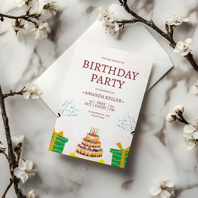 Cake coloré Invitation de fête d'anniversaire (Créateur téléchargé)