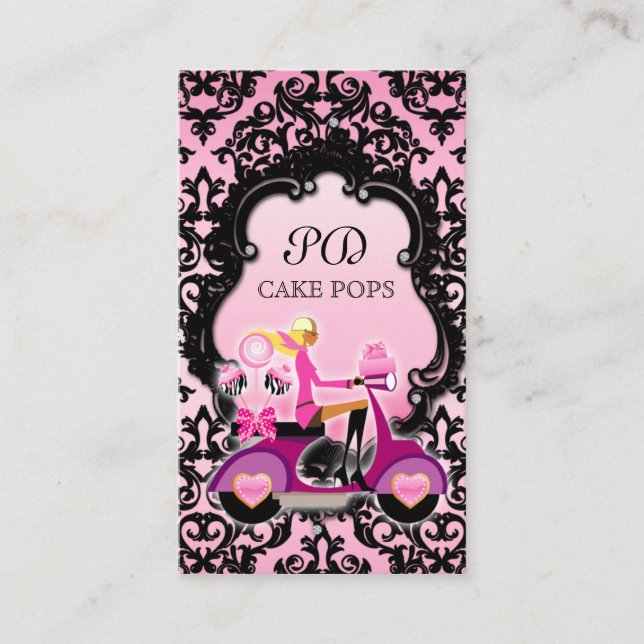 Cake Pops Carte de visite Scooter Black Pink (Devant)