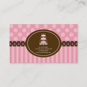Cake Shop Pink Polka Dot Stripes Cartes de visite