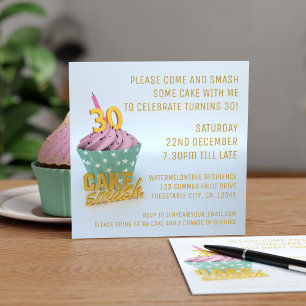 Cake Smash Party 30e anniversaire Invitation