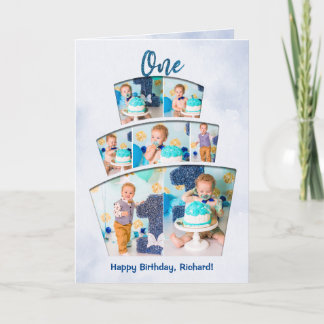 Cake Smash Photo Collage Garçon Carte de premier a
