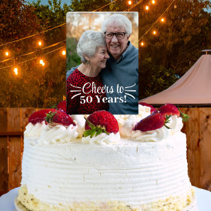 Cake Topper Couples personnalisés - photo Cheers 50e anniversa