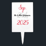 Cake Topper Élégant Mariage personnalisé Topper<br><div class="desc">Élégant Mariage personnalisé Câble Topper Avec une écriture noire et rouge sur un arrière - plan blanc élégant,  ce plateau de gâteau chic peut être personnalisé avec vos noms. La touche finale parfaite pour les mariages,  douches nuptiales,  baby showers,  diplômes et anniversaires. Conçu par RevivaDesigns</div>