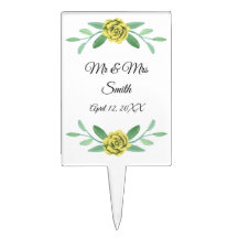 Jaune Floral Foliage Mariage Câble Topper