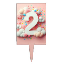 Numéro 2 Topper de gâteau - Pastel Cloud Design po