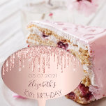 Cake Topper Parties scintillant en or doux 16 roses gouttes gl<br><div class="desc">Une garniture à gâteau girly et tendance pour une Soirée Douce Seizième anniversaire. Un arrière - plan rose féminin,  rose d'or faux métallique à l'aspect décoré de faux gouttes de parties scintillant rose or. Modèles pour une date et nom/âge 16. Lettres de couleur or rose foncé.</div>