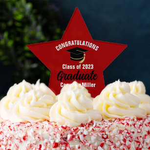 Cake Topper Red Graduate Personnalisée 2024 Graduation Party