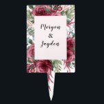 Cake Topper Russe aquarelle Pastel Maroon Bloom Mariage<br><div class="desc">Rustic Watercolor Pastel Maroon Bloom Wedding Cake Topper.</div>