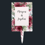 Cake Topper Russe aquarelle Pastel Maroon Bloom Mariage<br><div class="desc">Rustic Watercolor Pastel Maroon Bloom Wedding Cake Topper.</div>