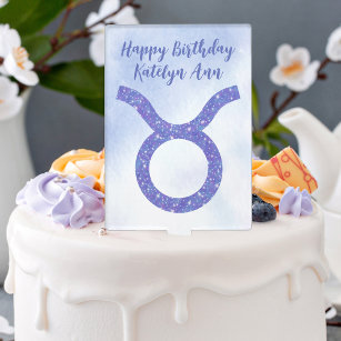 Cake Topper Symbole Astrologie du Taurus mou violet Anniversai