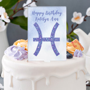 Cake Topper Symbole Astrologie Pisces Violet Cute Anniversaire