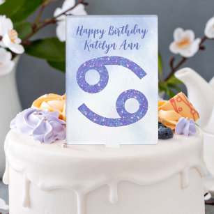 Cake Topper Symbole d'astrologie du cancer mou violet Annivers