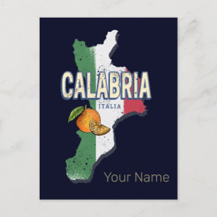 Calabre Italie Région Rétro Carte Souvenir Vintage