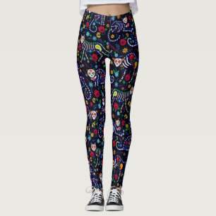 Calaveras Cats Day of the Dead Pop Leggings