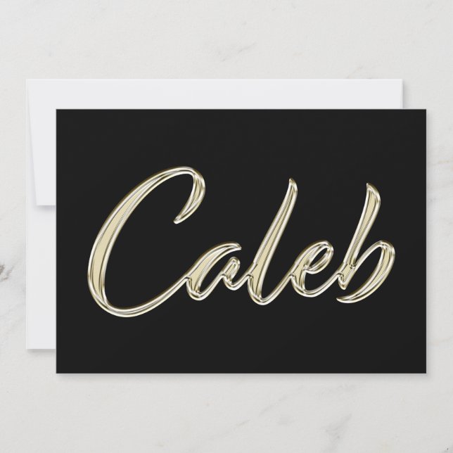 Caleb Nom or blanc Carte calligraphiée (Devant)