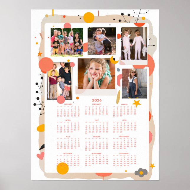 Calendar 2026 Family Photo Poster 18x24 (Devant)