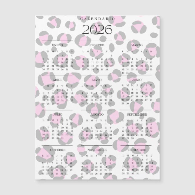 Calendario leopardo  (Devant)