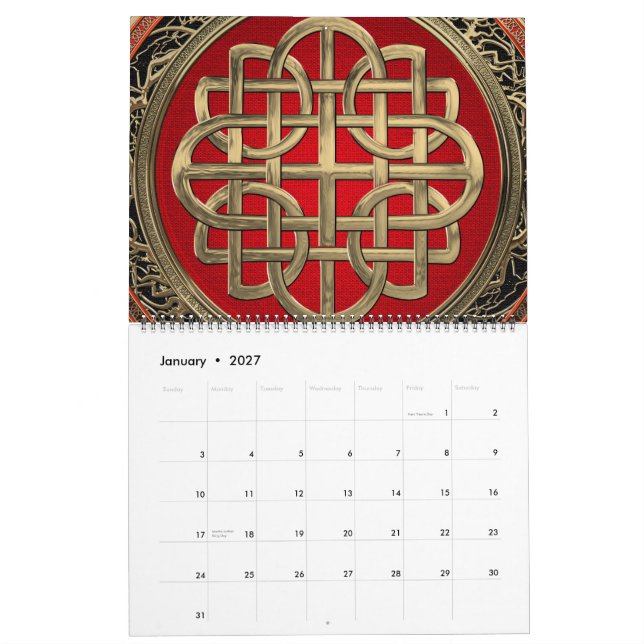 Calendrier [100] Croix du noeud d'or celtique sacré (Jan 2027)