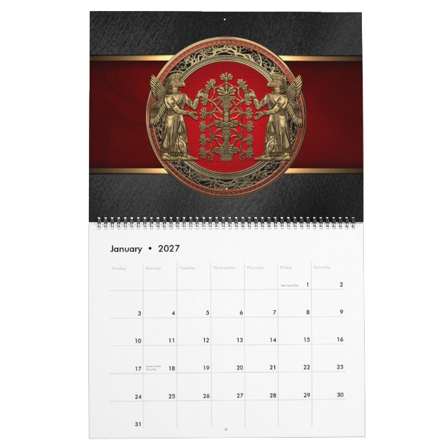 Calendrier [100] Deux Ninurtas d'or avec arbre de vie (Jan 2027)