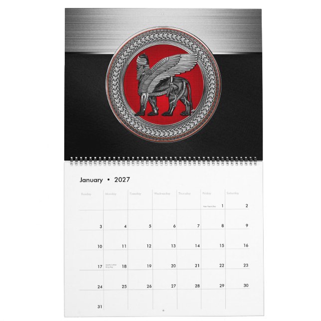Calendrier [100] Lion ailé assyrien : Or et Lamassu noir (Jan 2027)