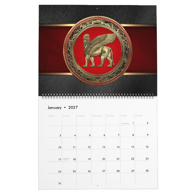 Calendrier [100] Lion assyrien ailli - Lamassu d'or (Jan 2027)