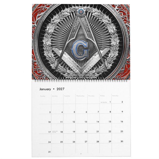 Calendrier [100] Maître Mason - Carré et Compas Argent (Jan 2027)