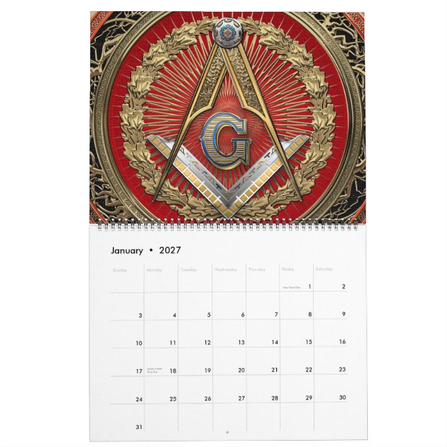 Calendrier [100] Master Mason - Carré Or & Compass (Jan 2027)