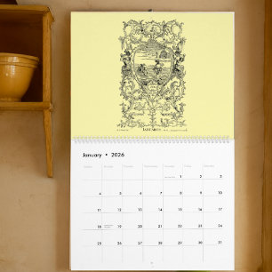 Calendrier 12 Cartouches Baroques Rococo du 18e siècle