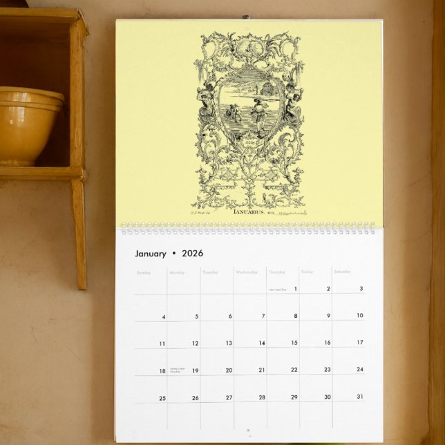 Calendrier 12 Cartouches Baroques Rococo du 18e siècle (Créateur téléchargé)