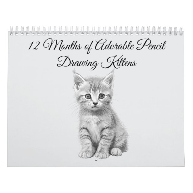 Calendrier 12 Mois de Chatons Adorables au Crayon (Protection)
