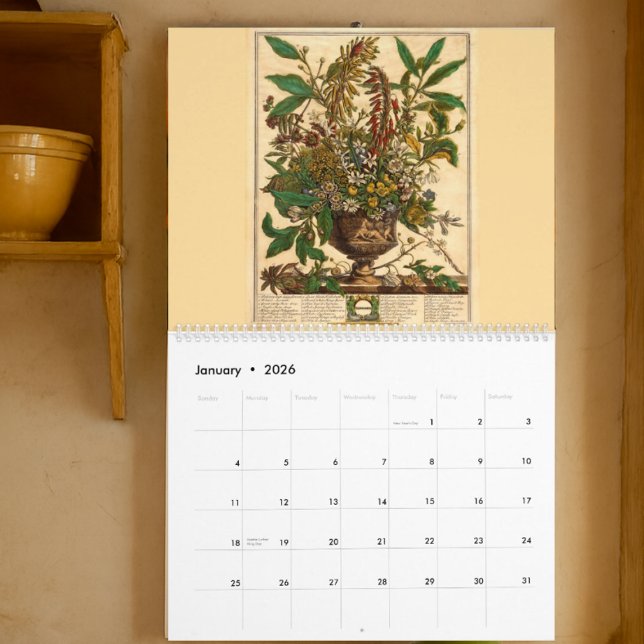 Calendrier 12 Mois De Fleurs Baroque Rococo Art Botanique (Créateur téléchargé)