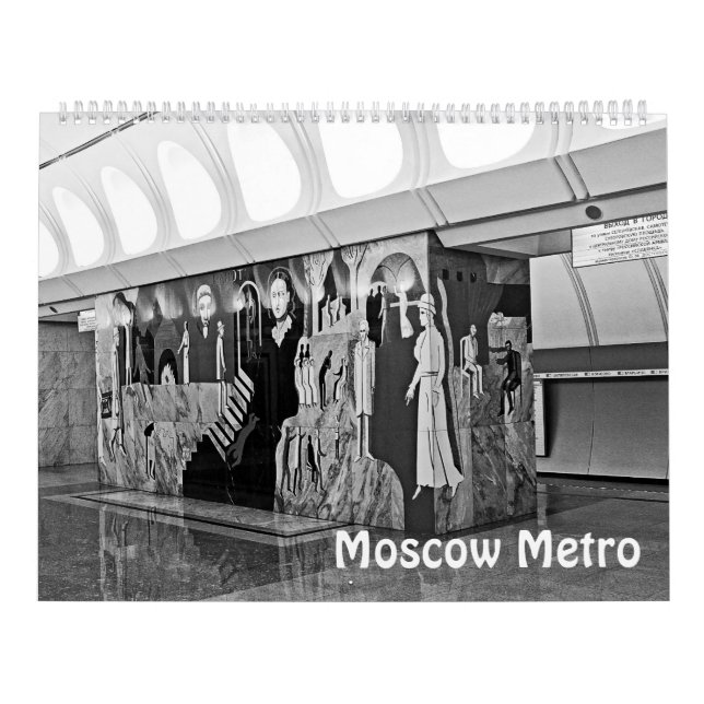 Calendrier 12 mois Métro de Moscou en noir et blanc (Protection)