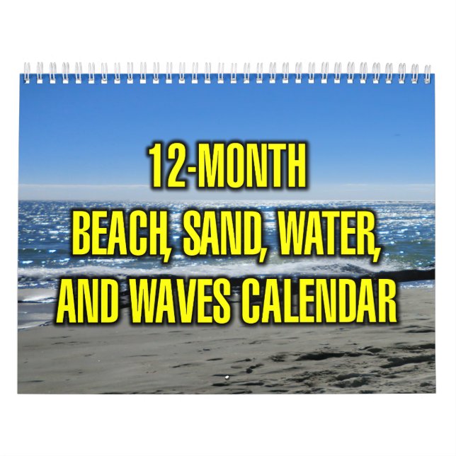 Calendrier 12-Month Beach, Sand, Water, And Waves (Protection)