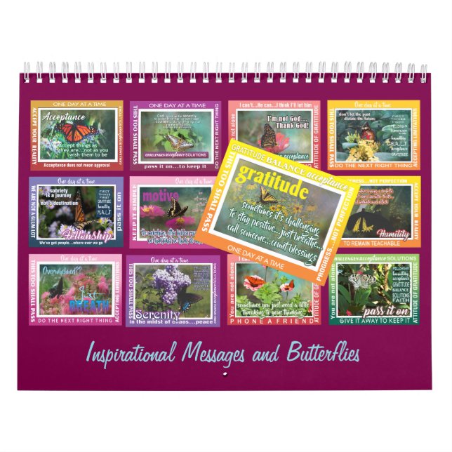 Calendrier 12 step recovery slogans butterflies calendar 25 (Protection)