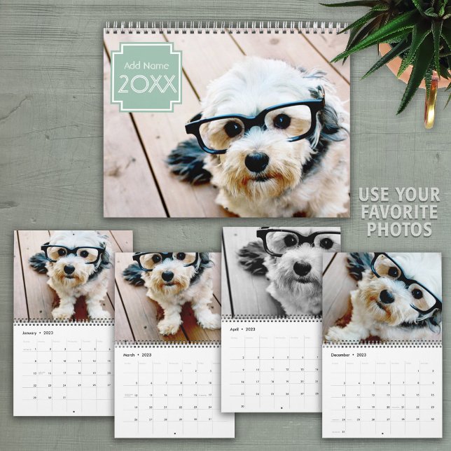 Calendrier 14 Photo Couverture Complète - Nom Art Déco Frais (Créateur téléchargé)