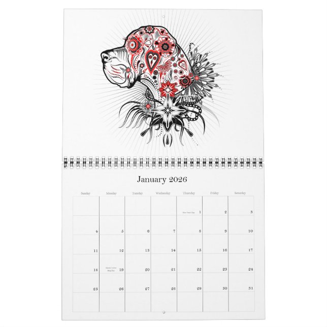 Calendrier 15 Mois Grand Dane calender (Jan 2026)