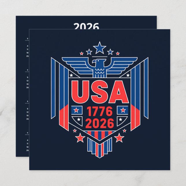 Calendrier 1776-2026 USA (Devant / Derrière)
