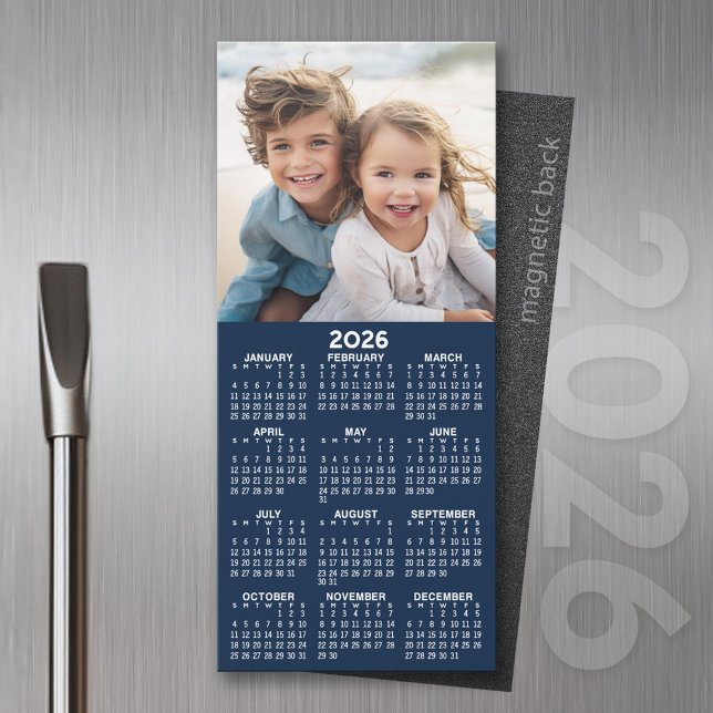 Calendrier 1 Collage de photos - Peut modifier ble (2026 Calendar Magnet for the Fridge or Home Office - Add a Photo for a Personal Touch)