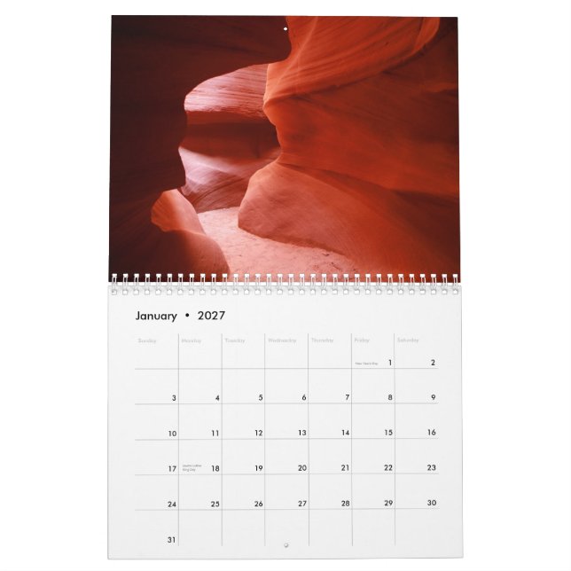 Calendrier 2009 de canyon d'antilope (Jan 2027)