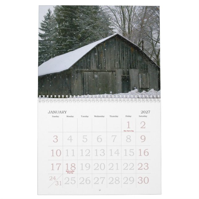 Calendrier 2009 - Granges de la Pennsylvanie centrale (Jan 2027)