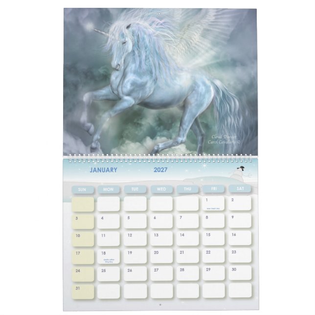 Calendrier 2011 d'art de licornes (Jan 2027)