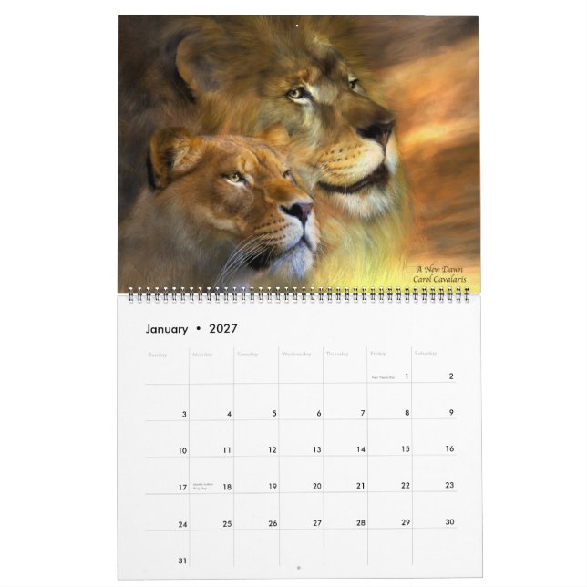 Calendrier 2012 d'art de lion (Jan 2027)