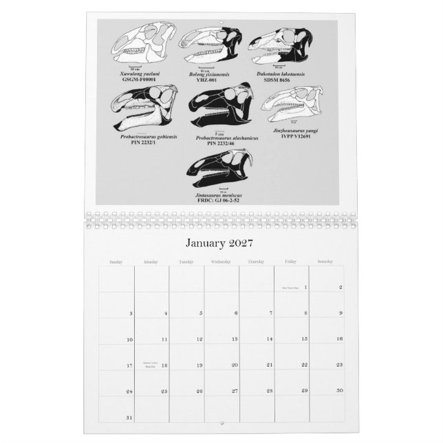 CALENDRIER 2012 DE CRÂNE DU HADROSAUR (Jan 2027)