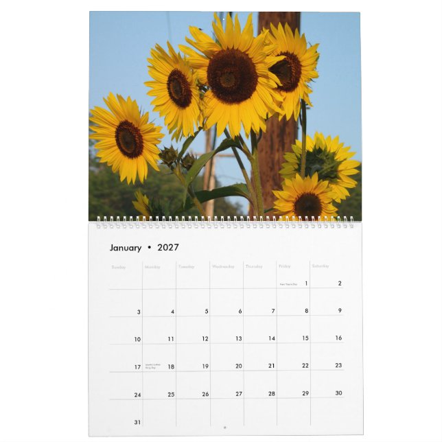 Calendrier 2012 de tournesol (Jan 2027)