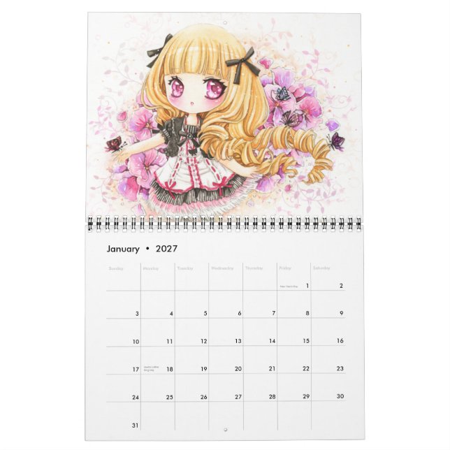 Calendrier 2013 - Belle illustration de chibi (Jan 2027)
