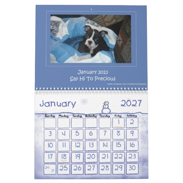 Calendrier 2013 de Boston Terrier (Jan 2027)