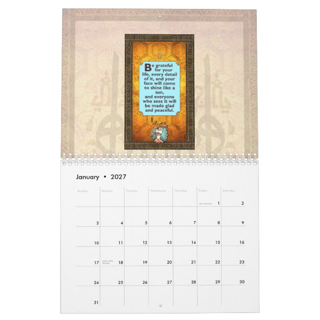 Calendrier 2013 de RUMI avec les poèmes élevants (Jan 2027)