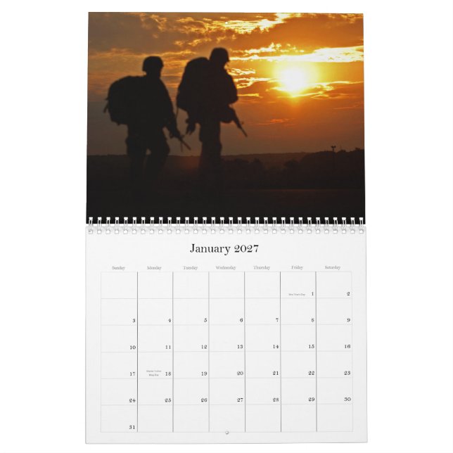 Calendrier 2013 silhouettes militaires dans Dieu que nous (Jan 2027)