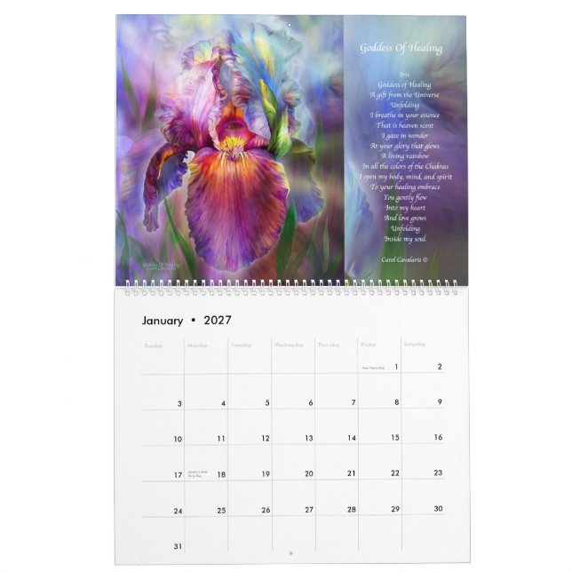 Calendrier 2015 d'art curatif de Chakras (Jan 2027)